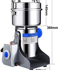 Pro Grade Electric Grain Grinder Mill Stainless Steel Commercial Grinder For Flour Powder Pulverizer, dimensions shown