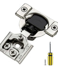 Two Pack One Half Inch Overlay Soft Close Kitchen Cabinet Hinges In Stainless Steel With Adjustable Mechanism And Satin Nickel Finish For Easy Install Includes Dowels And Screws For Quick Kitchen Cabinet Upgrades