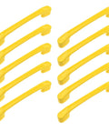 10 Count Ultra Sleek Yellow Square Drawer Pulls And Kitchen Cabinet Handles Hella Tough Aluminum Hardware Kit easy mount shown from above.