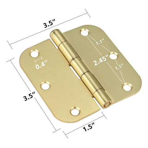 48 Pack Brushed Nickel Door Hinges 3.5 Inch Satin Nickel Interior Hinges With 5/8 Inch Radius Corner And Removable Pin dimensions