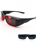 Next Gen Red Light Therapy Glasses Extra Dark Ir5 Lenses Shield Peepers With Near Infrared Light For Ageless Glow close-up view on white background.