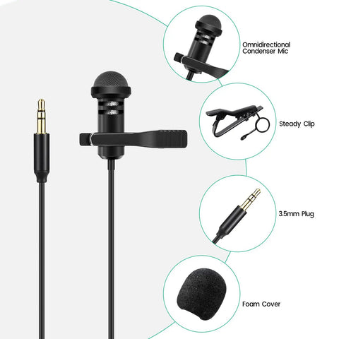 Two Pack Lavalier Microphones Compatible With DJI Mic 2 And Rode Wireless Pro Or Wireless GO 2 II Transmitters, 3.5mm plug