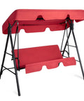 Outdoor Porch Swing With Adjustable Canopy Powder Coated Steel Frame And Heavy Duty Stand For Patio Backyard Garden Or Lawn With Comfy Cushions And Weather Resistant Glider Seat In Red