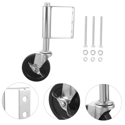 Rock Solid Spring Loaded Gate Wheel Heavy Duty 75kg Black Steel Caster with adjustable mount for smooth gliding operation.