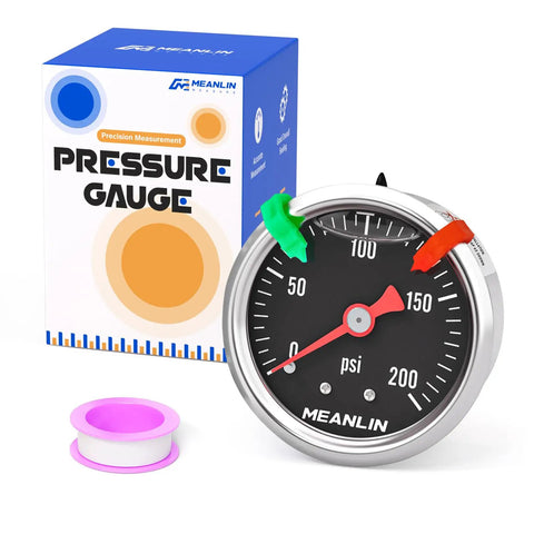Stainless Steel Liquid Filled Pressure Gauge WOG 0-200 PSI, 1/8 NPT, 1.5 Inch Dial, Back Mount with packaging and tape