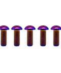 Badass Gr5 Aviation Grade Titanium Screws M8 X 20 mm Iso7380 Button Head Hex Socket Cap Bolts In Slick Burnt Blue Finish Tough As Nails Fasteners For Hot Rods And Heavy Duty Gear Pack Of Five shown in a row from the side.