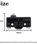 Z-15GD-B Top Shelf Industrial Limit Switch Workhorse showing size dimensions 36mm by 50mm, designed for heavy machinery use.