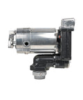 Heavy Duty 20 GPM Fuel Transfer Pump With 1 Inch Outlet For Gasoline And Diesel 115 Volt AC with metallic and black finish.