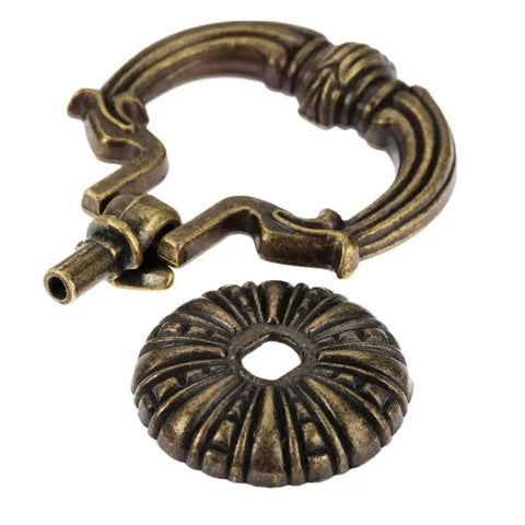 Antique Bronze Pull Handle Ring Knob Set 2pcs Vintage Europe Style Cabinet Drawer Hardware For Kitchen Living Room Bedroom Decor Easy Install With Screws Copper Finish Retro Vibe, close-up of ring and base