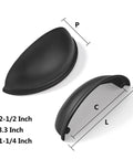 Two Pack Rock Solid Matte Black Drawer Pulls With 2.5 Inch Hole Center And Premium Zinc Alloy Build For Top Shelf Kitchen Cabinet Hardware Upgrades That Truly Slap - Size and dimensions shown.