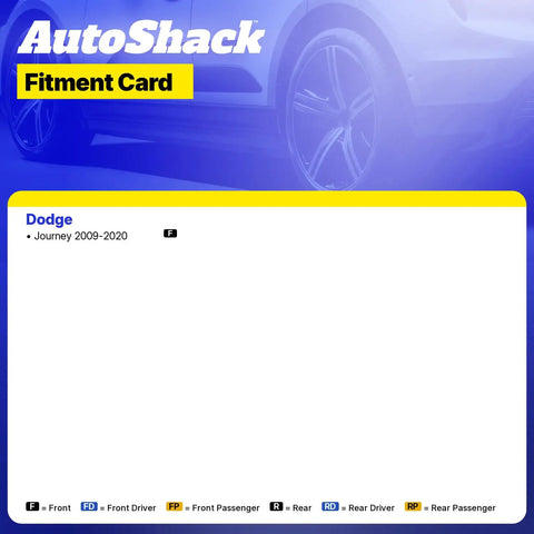 Fitment card for Front Wheel Hub Bearing Assembly For Dodge Journey 2009 To 2020 outlining model details.