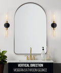 Industrial Modern Bathroom Wall Sconces With Clear Glass Tubes, 2 Light Vanity Lighting For Mirror, Hallway Or Living Room, Black Brushed Brass Finish, E26 Bulbs Not Included, mounted vertically beside mirror.