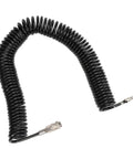 Tough As Nails 12 Meter Rubber And Steel Air Hose For Air Compressors, coiled black hose with metal fittings.