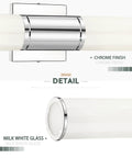 Two Light Vanity Lights With Milk Glass Shade In Chrome Finish Up And Down Wall Sconces, chrome detail and milk glass end