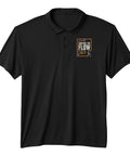 Rig Ready Plumber Control The Flow Pipe Valve Wrench Graphic Moisture Wicking Performance Polo in black color with unique print.