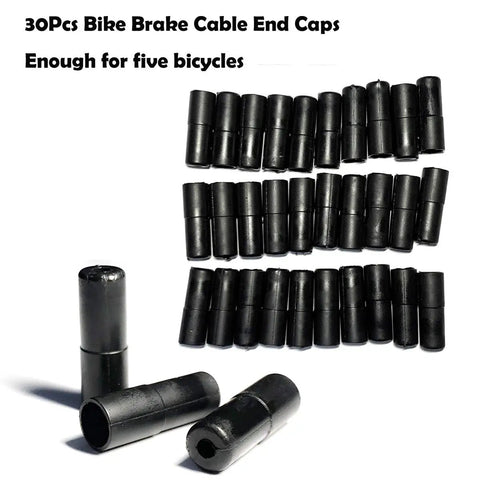 30 black bike brake cable end caps for Bicycle Brake And Shift Cable Housing Kit With 50ft Total Length Two 25ft Rolls Of 4mm And 5mm Housing Includes 80 End Caps No Brainer Install Great Upgrade For Road Or Mountain Bikes Made In Taiwan