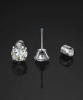 Fresh Hypoallergenic Titanium Stud Earrings With Secure Screwback Cap For Sensitive Ears Silver Tone Cubic Zirconia Stone displayed from multiple angles.
