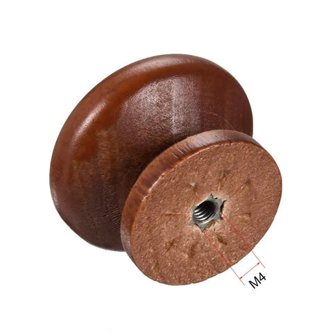 35mm round dark red wood drawer knob showcasing M4 screw fit for easy installation and quality craftsmanship.