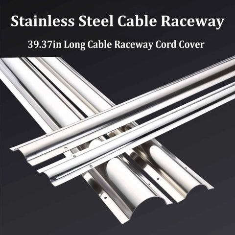 Stainless steel cable raceway set for floors, part of One Meter Long Stainless Steel Cable Raceway Twenty Pack Floor Cord Concealers Hider Protector System For Home Office School Decor Mess Free Cable Management Kit To Hide Cables And Prevent Trips