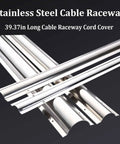 39 Inch Floor Cable Raceway Cover Made From Stainless Steel Keeps Cords Hidden And Floor Safe In Office Or Home No Trip Hazard Cord Management Kit Drop Over Trak Ramp For Electrical Wiring 20 Pack stainless steel pieces shown
