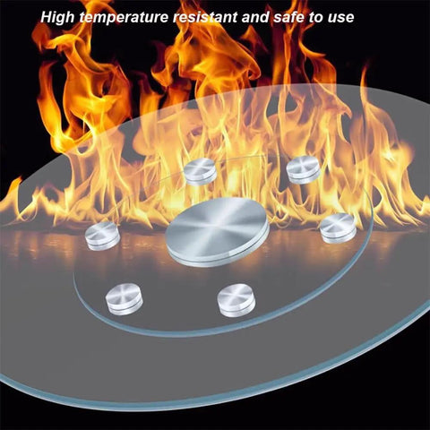 Image of Built Tough Heavy Duty Tempered Glass Lazy Susan Turntable showing high temperature resistance and safe use.