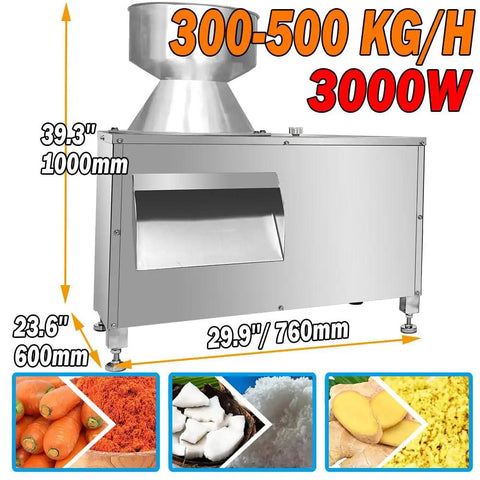 Pro Grade Automatic Coconut Grinder Machine 500kg Per Hour Heavy Duty 3kW 220V with images of processed crops.