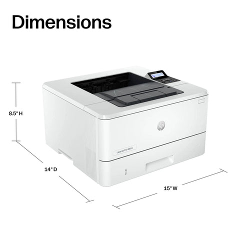 LaserJet Pro 4001N Black And White Printer for small teams with fast printing speeds, easy setup, and Ethernet connectivity.
