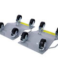 Four Piece Heavy Duty Car Wheel Dollies Rock Solid Steel Vehicle Movers with smooth-rolling casters for easy garage maneuvers.