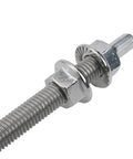 Pro Grade M10 Hanger Bolts A2 Stainless Steel With Epdm Weather Seal And Preassembled Aluminum Rail Mounting Kit For Solar Pv Panels On Metal Wood Roofs Quick And Slick Install close-up of stainless steel bolt and nut