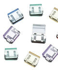 Invisible Leg Shortening Clips Portable No Sew Pants Adjusters Alloy Quick Fix Hem Clips in various colors, pack of 10.