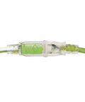 Fifty Foot Heavy Duty Extension Cord With Locking Plug And Lighted End For Extreme Cold Heat Climate Job Site Or Yard Work 15 Amp Indoor Outdoor Power Cable Five Year Warranty Tough As Nails connector close-up showing secure locking mechanism.