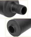 Close-up of Power Boost Exhaust Pipe Muffler Silencer Kit for Predator 212cc and 196cc Go Karts, black finish, threaded and perforated ends.