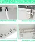 Details of Heavy Duty Outdoor Waterproof Electrical Box With Clear Hinged Lid IP55 featuring silicone plugs, latch, and installation holes.