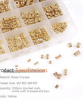 All In One 330 Piece Knurled Threaded Insert Kit Brass Embedment Nuts Set M2 M3 M4 M5 Female Threads For Wood Plastic Metal Versatile Assortment With Durable Clear Box Storage