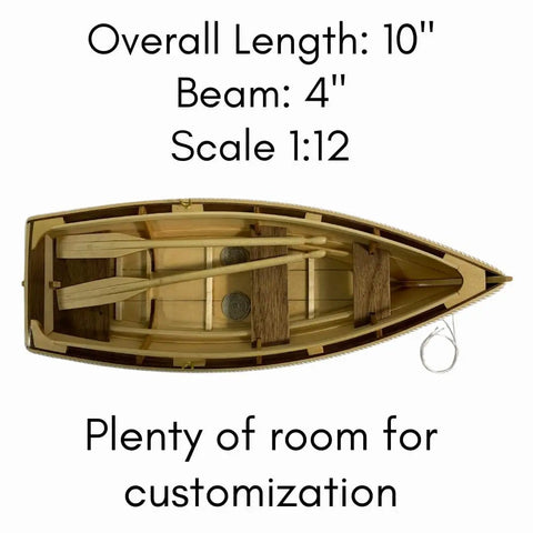 Wooden Model Boat Building Kit For Beginners, All In One Starter Set With Tools Glue And Paint, 1 To 12 Scale Dinghy, top view