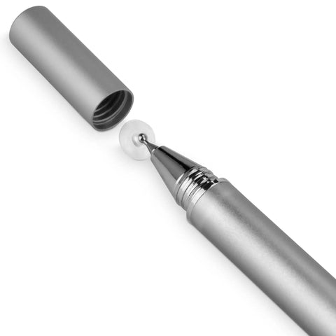 Straight Up Precision Capacitive Stylus Pen Universally Compatible With Monoprice MP Voxel 3D Printer, silver metal design with clear tip.