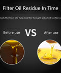 Before and after images of filtered oil, highlighting improved clarity with Dude, this 550W Commercial Fryer Oil Filter Machine.