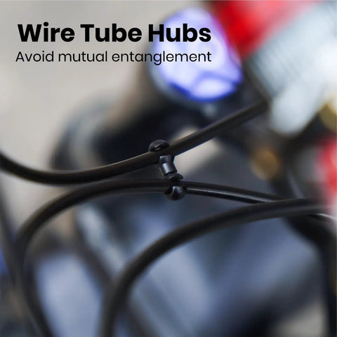 Focused view on wire tube hubs from Universal Bike Shifter Cable Kit With 2.8m Cables And 3.5m Oil Housing For MTB Road BMX Derailleur System.