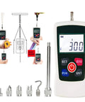 Digital Force Gauge Push Pull Tester Meter Dynamometer LCD Display 300N Capacity showing precise readings and attachments.