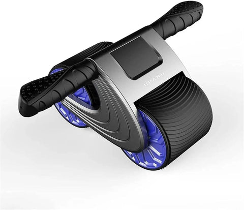 Wide Double Track Ab Roller Wheel With Digital Rep Counter For Killer Core Toning Sessions At Home Gym Featuring Non Slip Grips and Heavy Duty Steel Frame