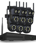 Rock Solid 4K 8MP WiFi PTZ Security Camera Kit With 8 Channel Wireless Outdoor Smart Tracking features multiple cameras and a receiver.