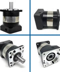 High Torque Planetary Gearbox Reducer With 100 To 1 Gear Ratio for 80mm Servo Motor in various angles and side view