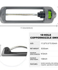 Oscillating Yard Sprinkler Workhorse With 18 Brass Nozzles Clog Resistant Delivers Up To 3600 Sq Ft Coverage dimensions listed