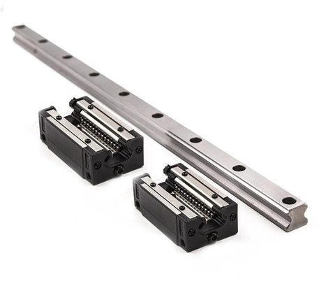 Built Tough HSR45 Linear Guide Rail 2300mm for CNC Routers with dual HSR45CR carriages and steel slides.