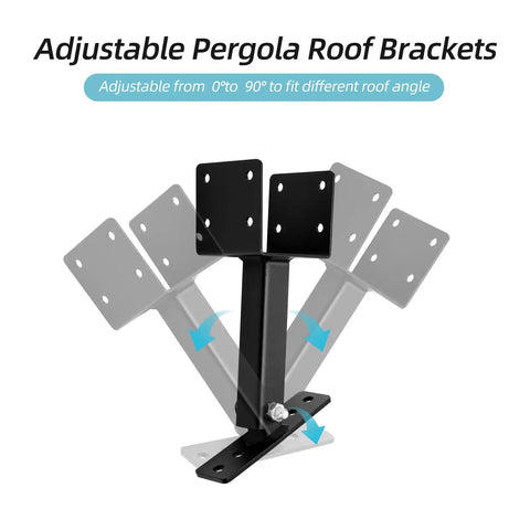 Pro Heavy Haul Adjustable Saddle Pergola Roof Riser Kit For 4x4 Wood Beams solid carbon steel bracket with adjustable angles