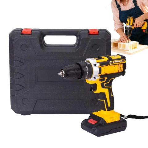 Badass 21V Cordless Drill And Rechargeable Electric Screwdriver Set For Home Workshop Projects with carrying case.