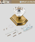 2 Pack Crystal Glass Dummy Door Knobs Non-Turning Single Side For Interior Doors In Antique Brass With installation screws