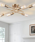 Dope Sputnik Chandelier Semi Flush Mount Ceiling Light With E26 Base 6 Light Brass Industrial Mid Century Farmhouse Fixture