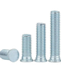 Badass Self Clinching Studs And Pressure Rivet Screws Built From Premium Carbon Steel With Zinc Plating For Durable Flush Head hardware, four sizes.
