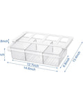 No Fuss Fridge Drawer Organizer Slides Under Shelf For Crisper Bin Storage With Slick Gliding Rails, dimensions 12.7x14.6x3.35 inches.